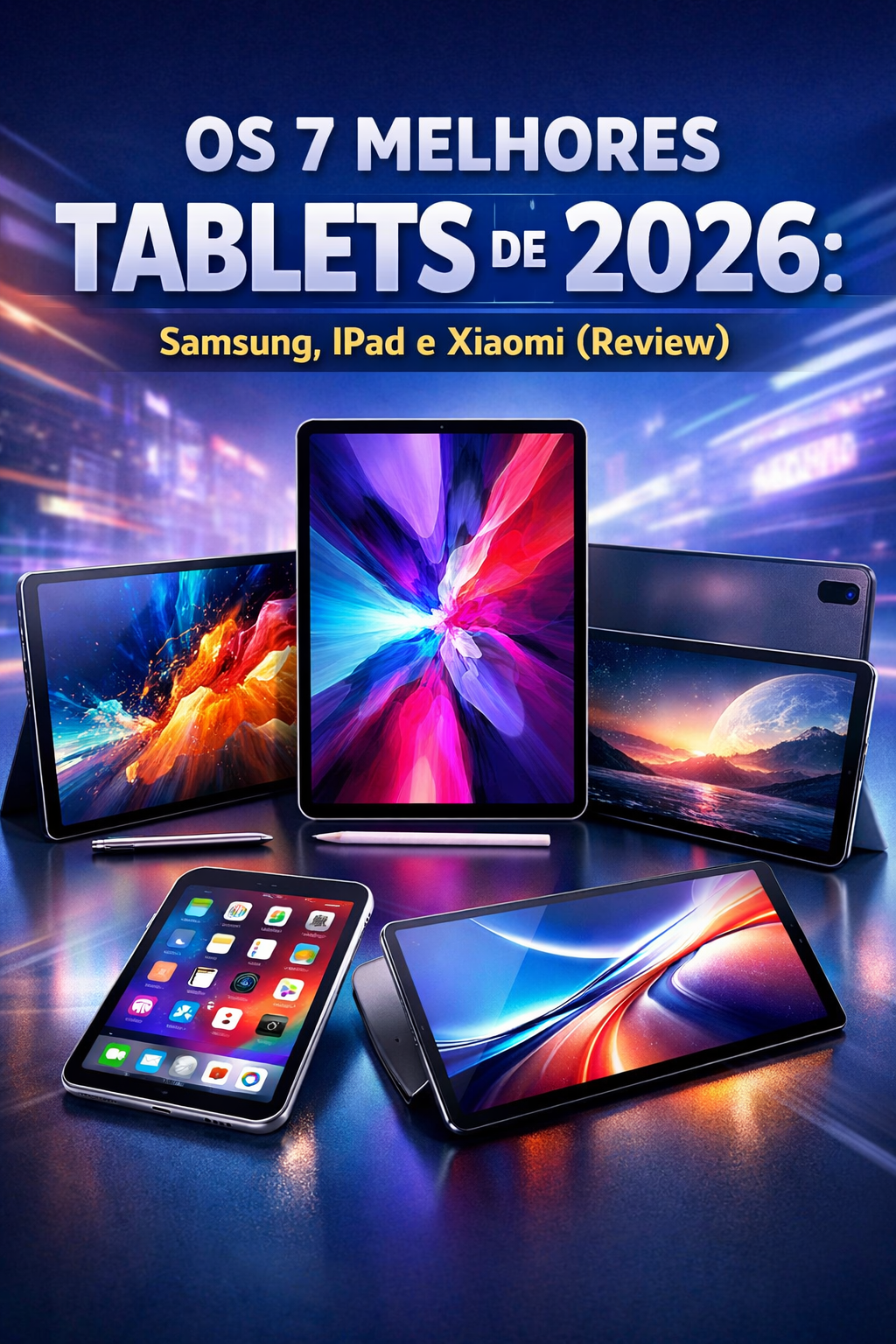 Vários tablets sobre uma mesa